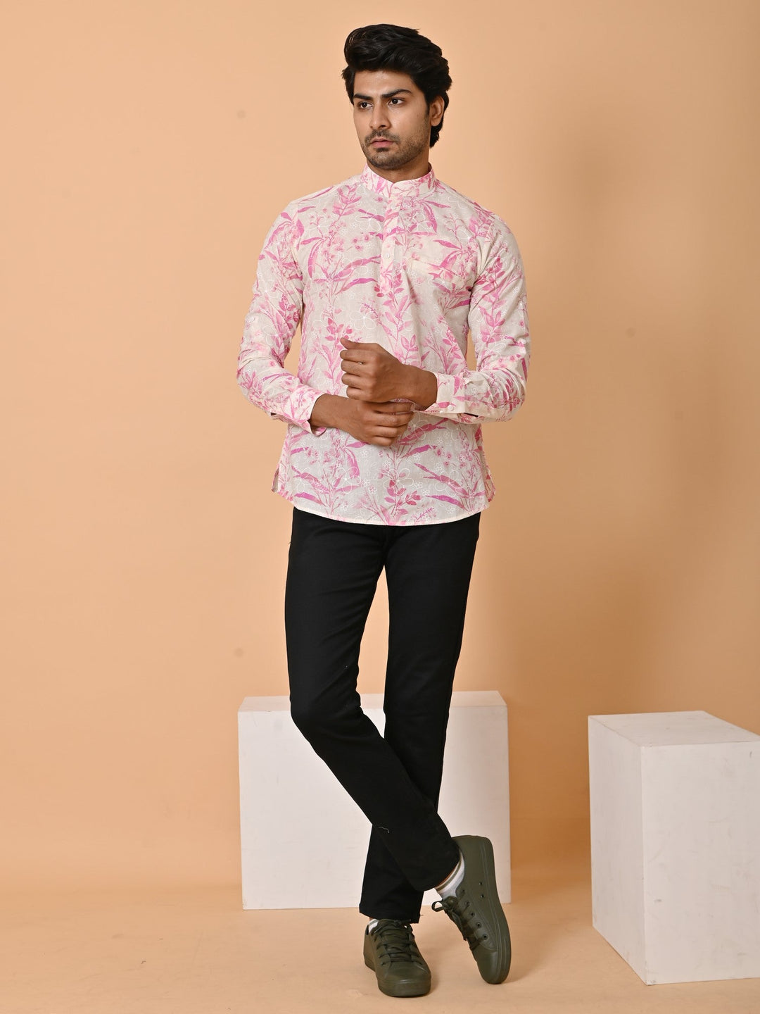 Leafs Pink Short Kurta