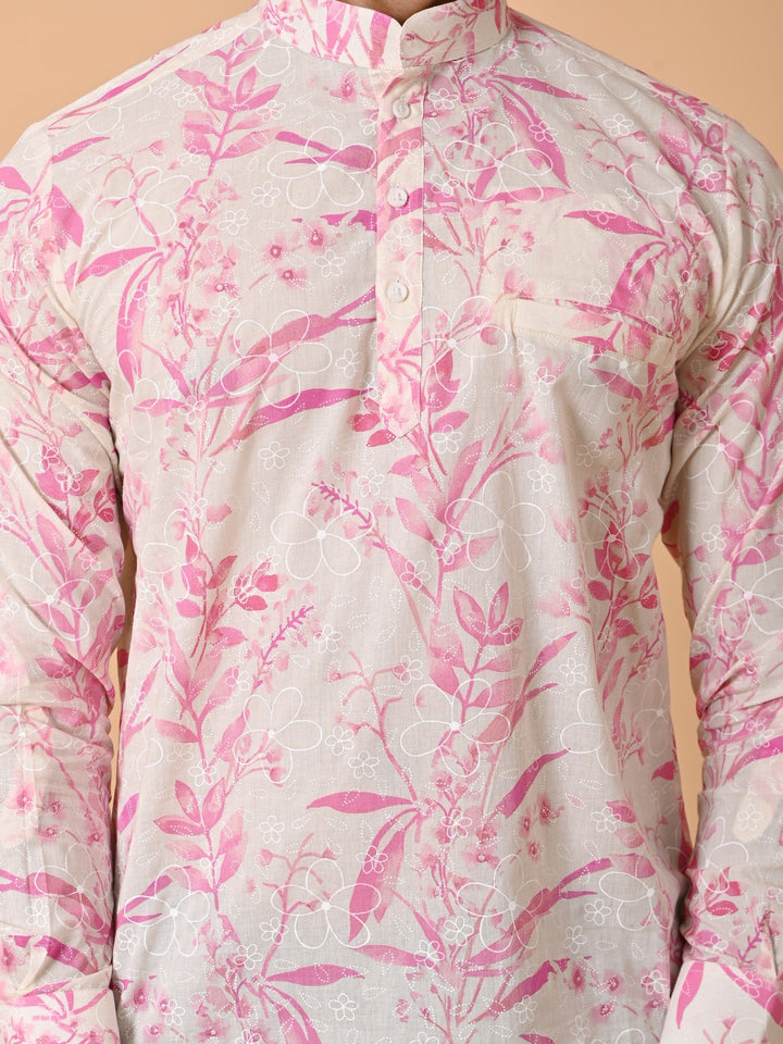 Leafs Pink Short Kurta