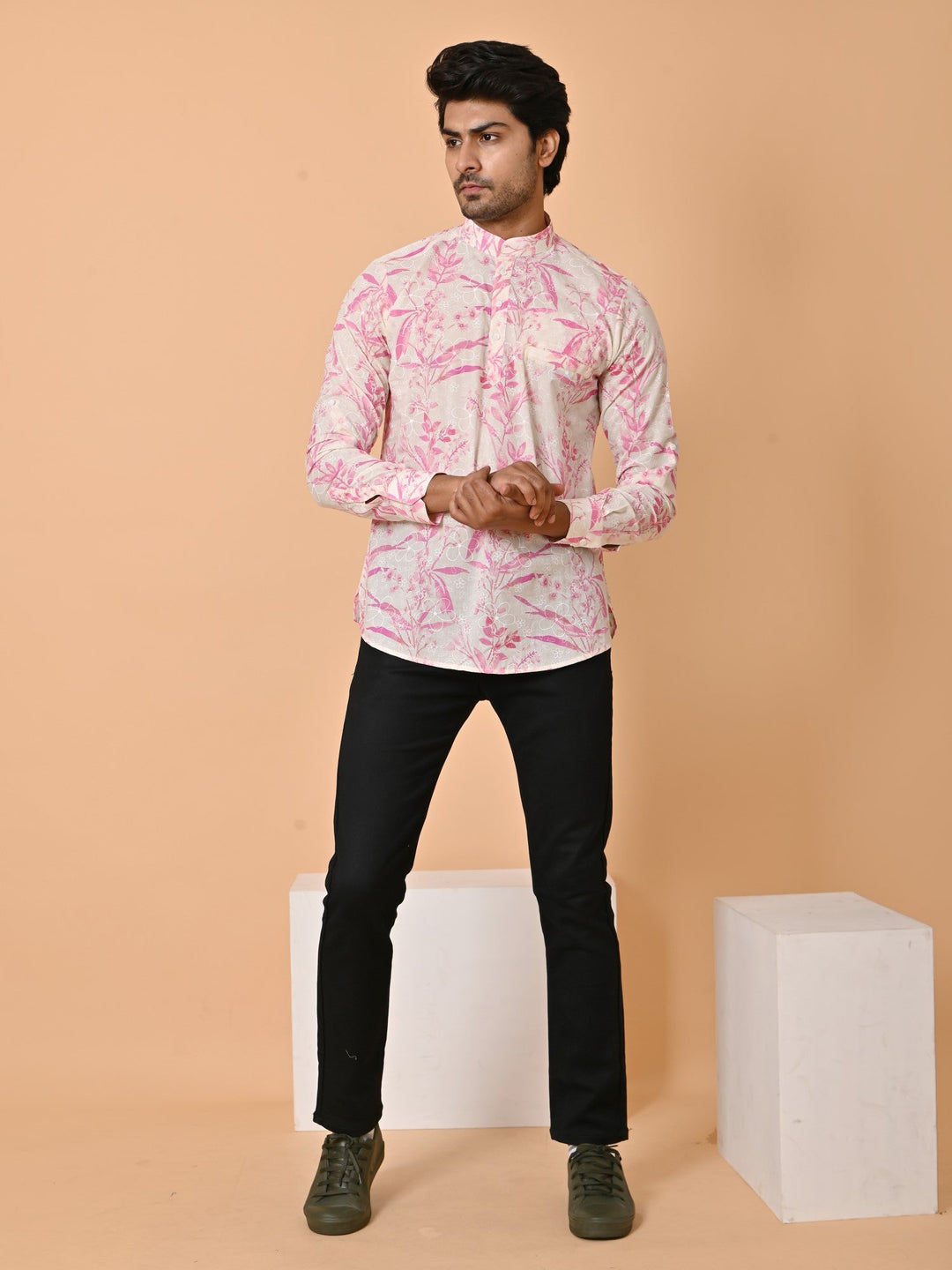 Leafs Pink Short Kurta