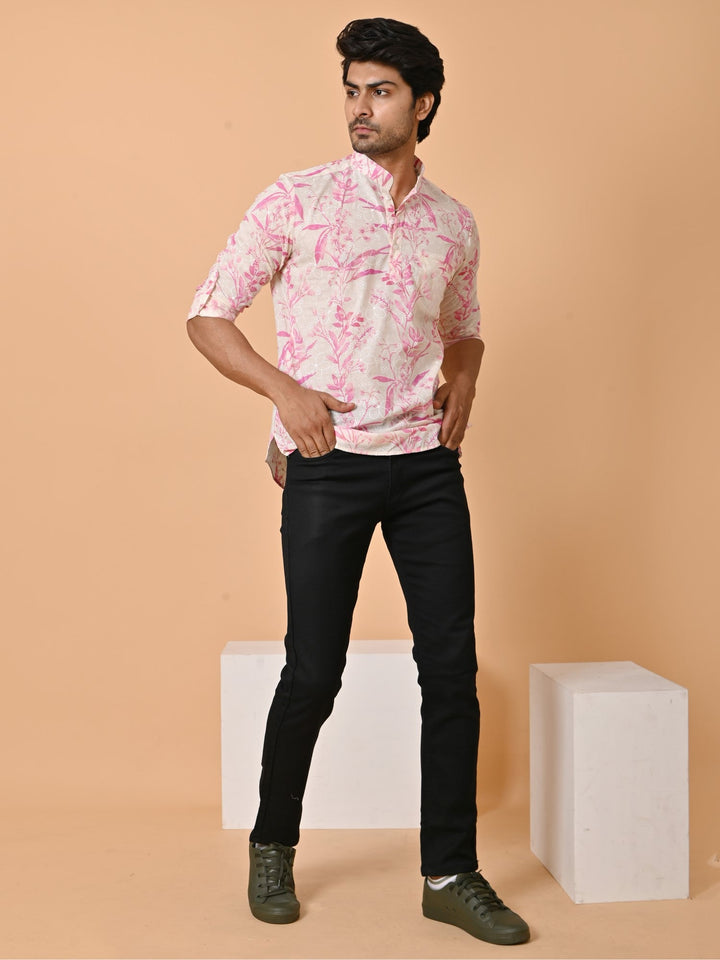 Leafs Pink Short Kurta