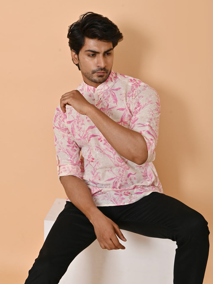 Leafs Pink Short Kurta