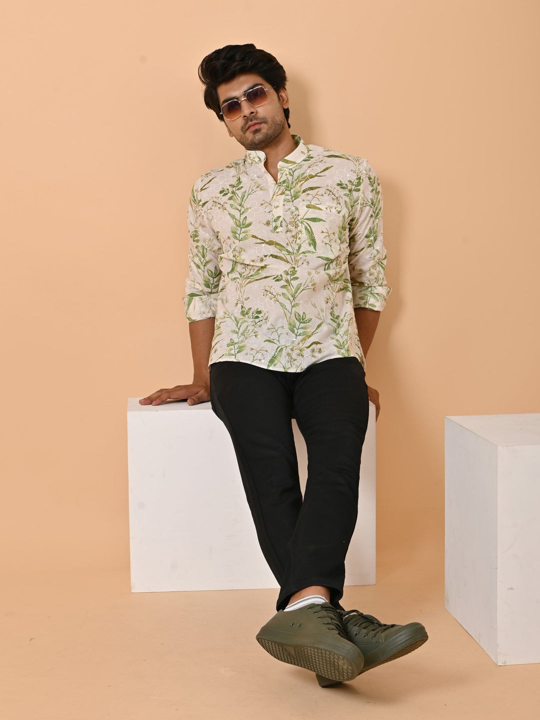 Leafs Green Short Kurta