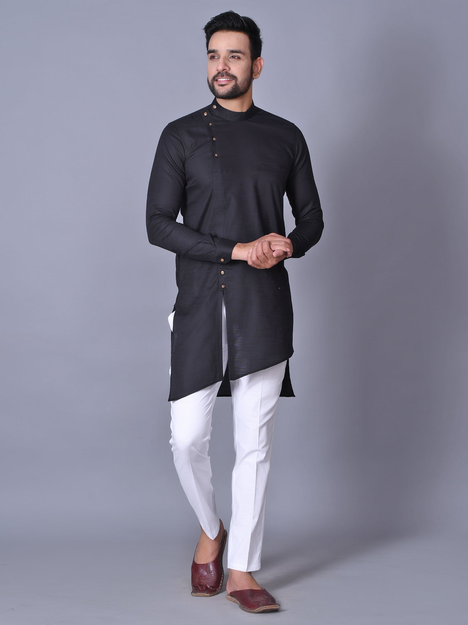 Solid Black Pathani Set – ETHNIC COTLER