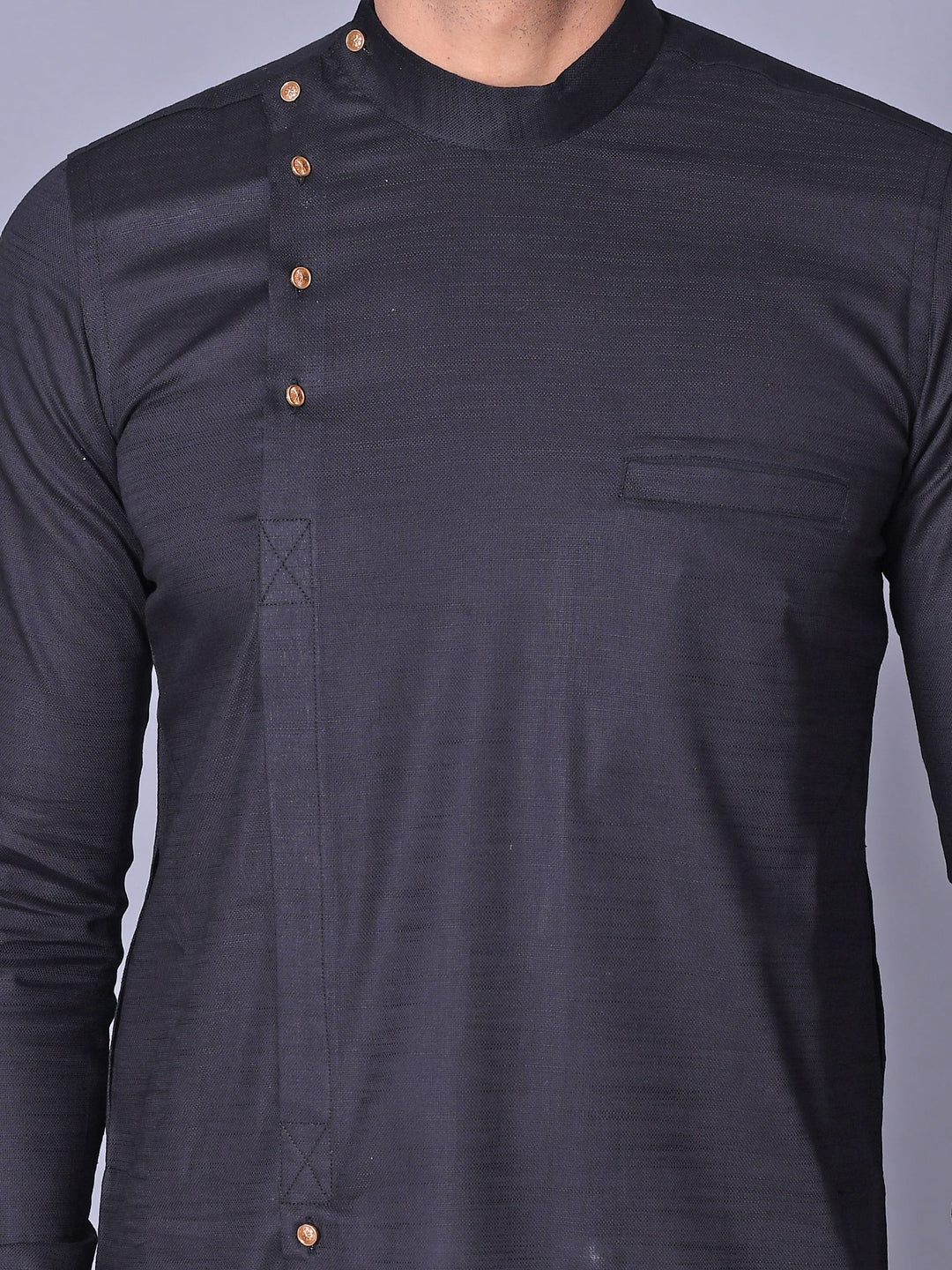 Solid Black Pathani Set