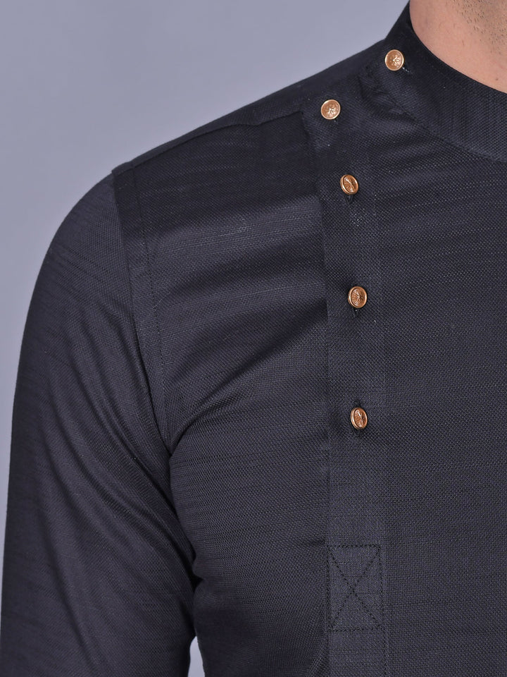 Solid Black Pathani Set