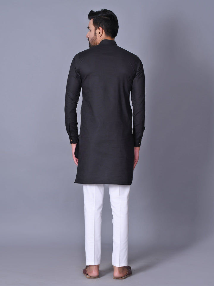 Solid Black Pathani Set
