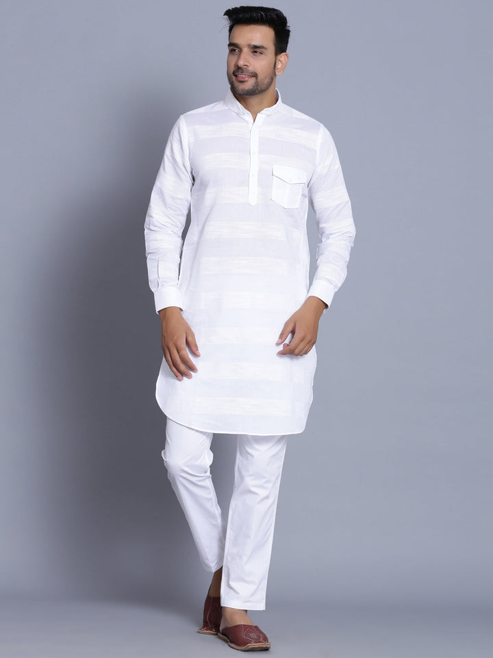Textured White Pathani Set