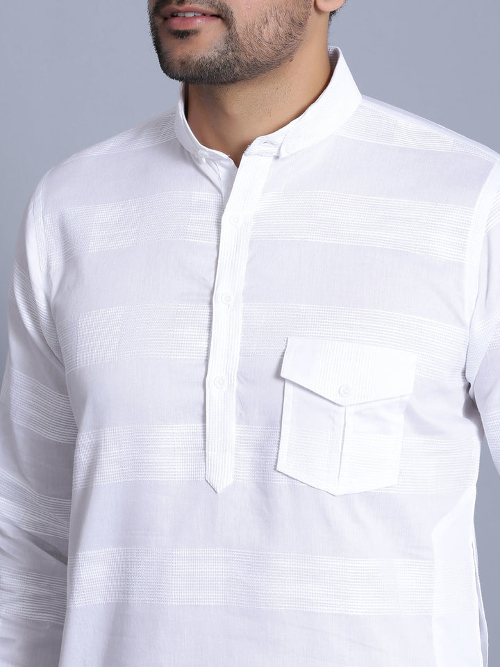 Textured White Pathani Set
