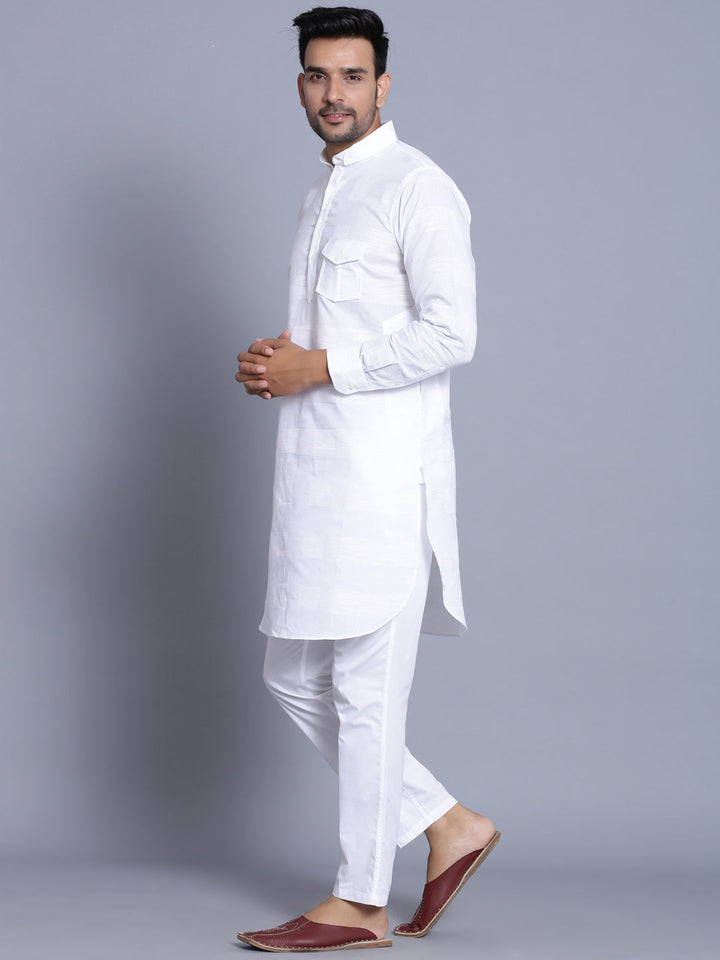 Textured White Pathani Set