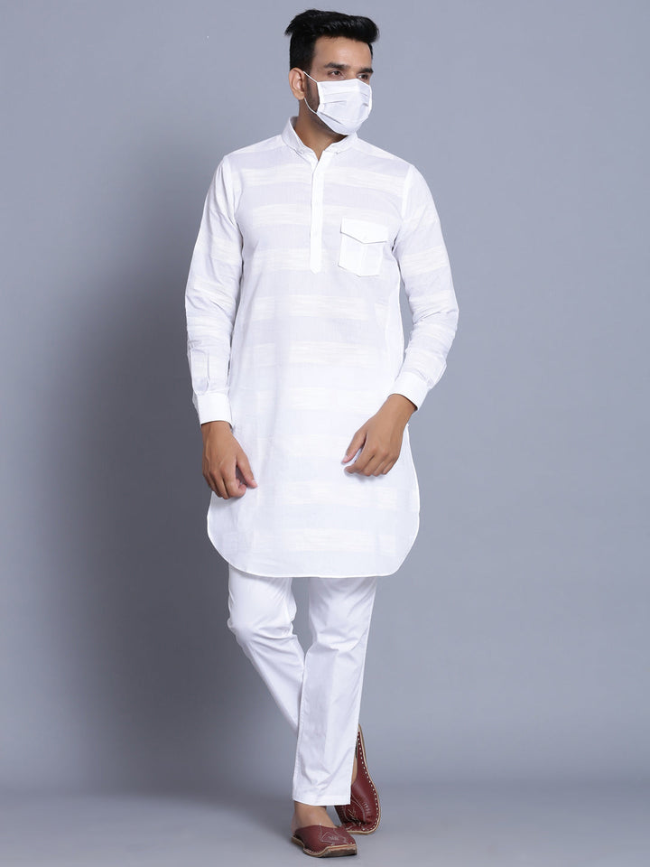 Textured White Pathani Set