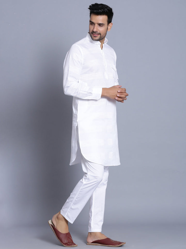 Textured White Pathani Set