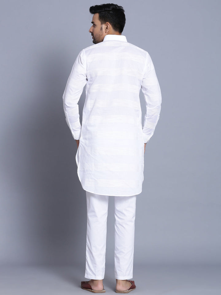 Textured White Pathani Set