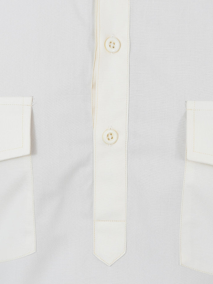 Textured Cream Pathani Set