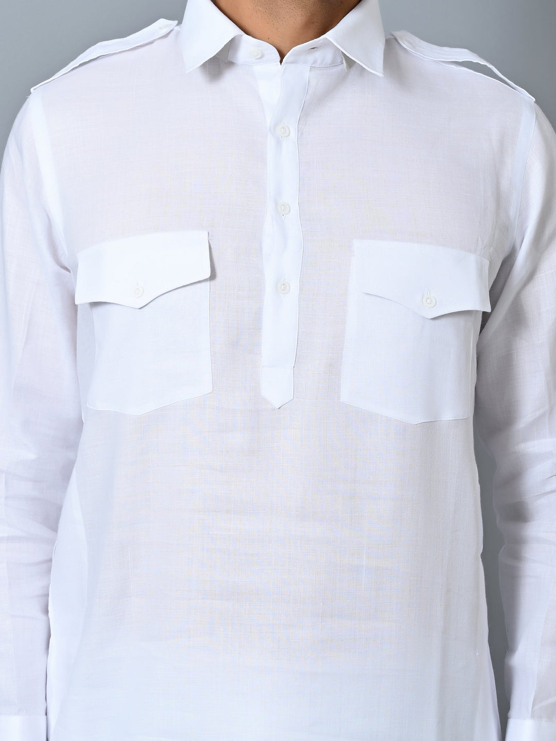 Solid White Pathani Set