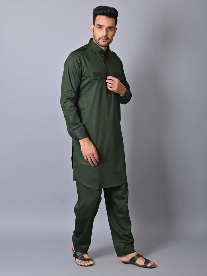 Solid Green Pathani Set