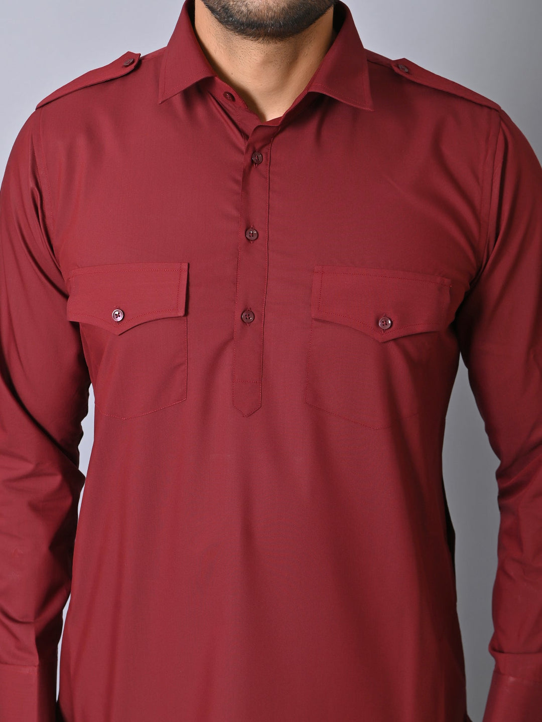 Solid Maroon Pathani Set
