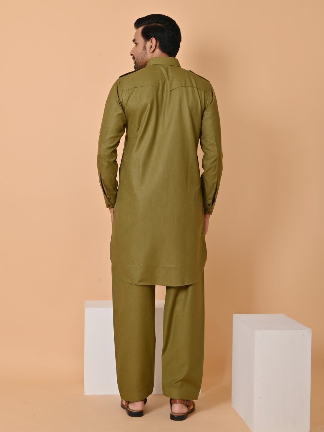 Solid Green Pathani Set