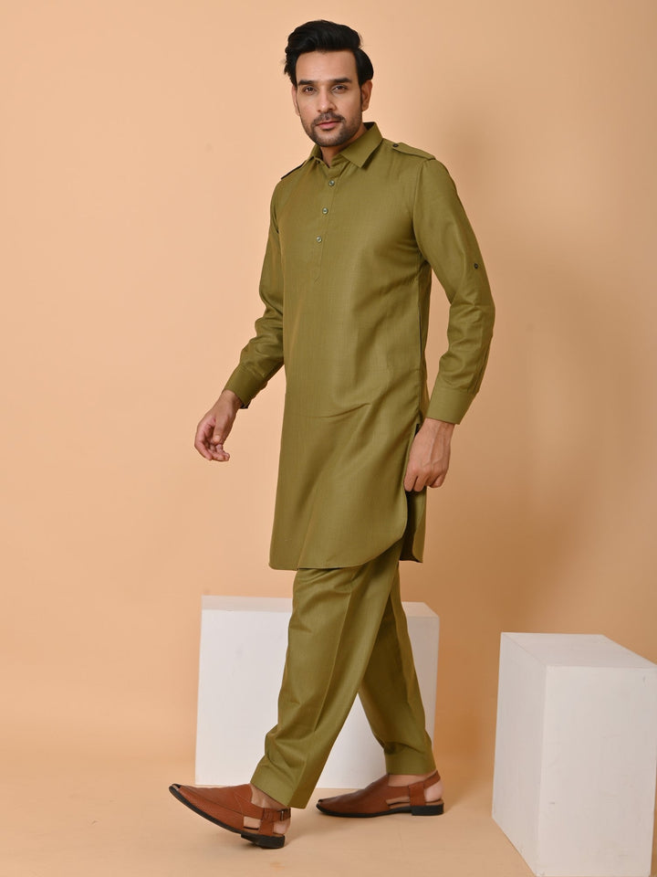 Solid Green Pathani Set