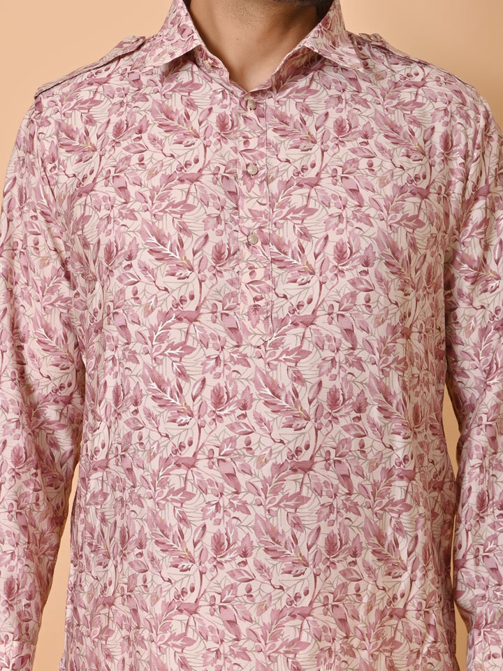 Leafs Pink Pathani Set