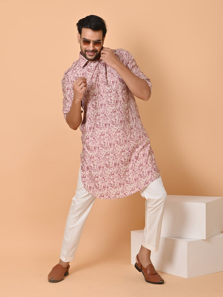 Leafs Pink Pathani Set