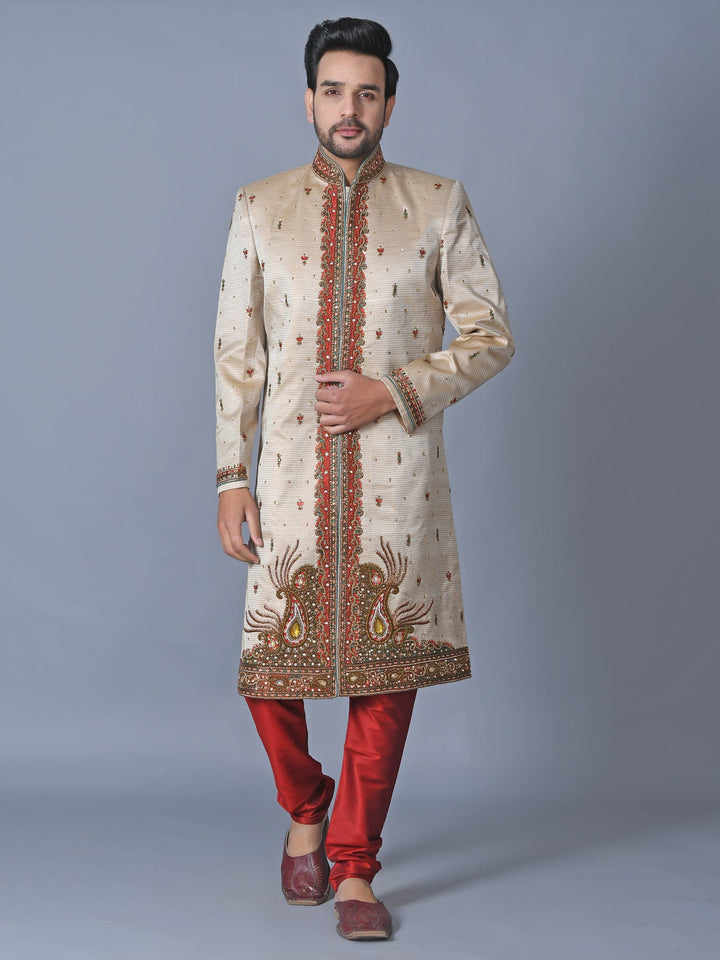 Ethnic Motifs Tan Sherwani
