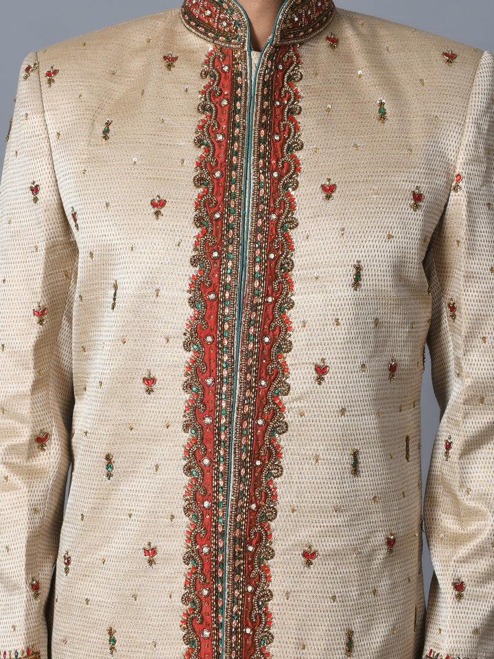 Ethnic Motifs Tan Sherwani