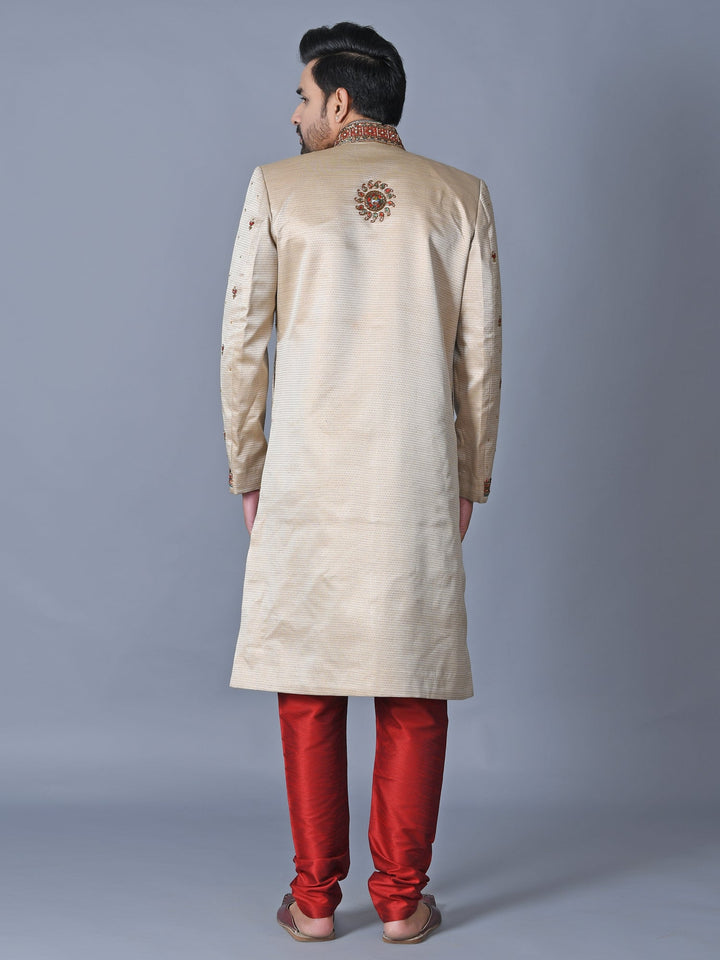 Ethnic Motifs Tan Sherwani