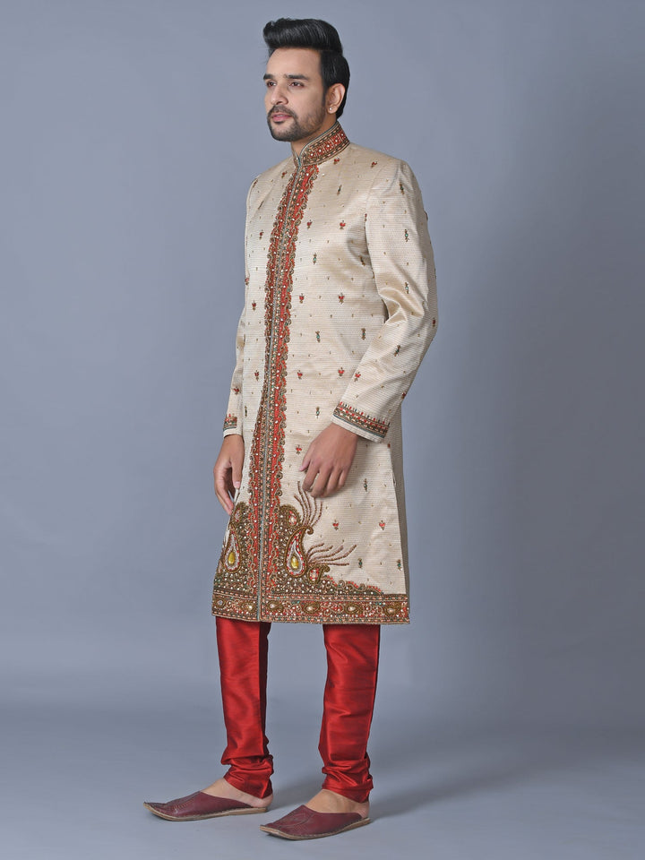 Ethnic Motifs Tan Sherwani