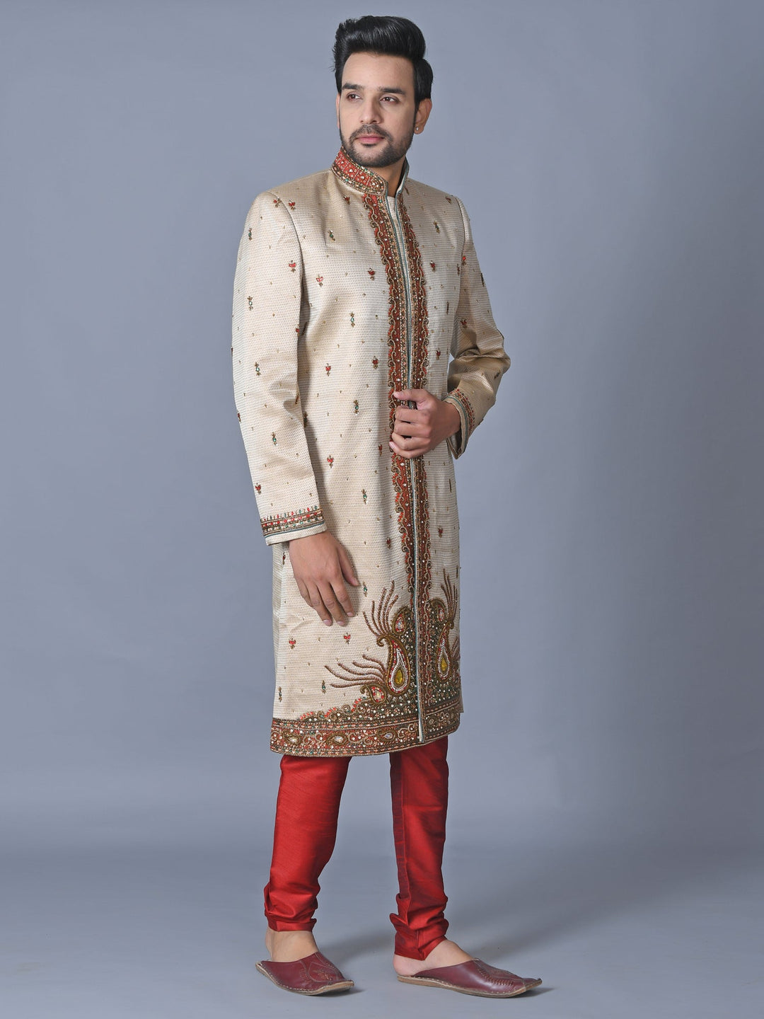 Ethnic Motifs Tan Sherwani