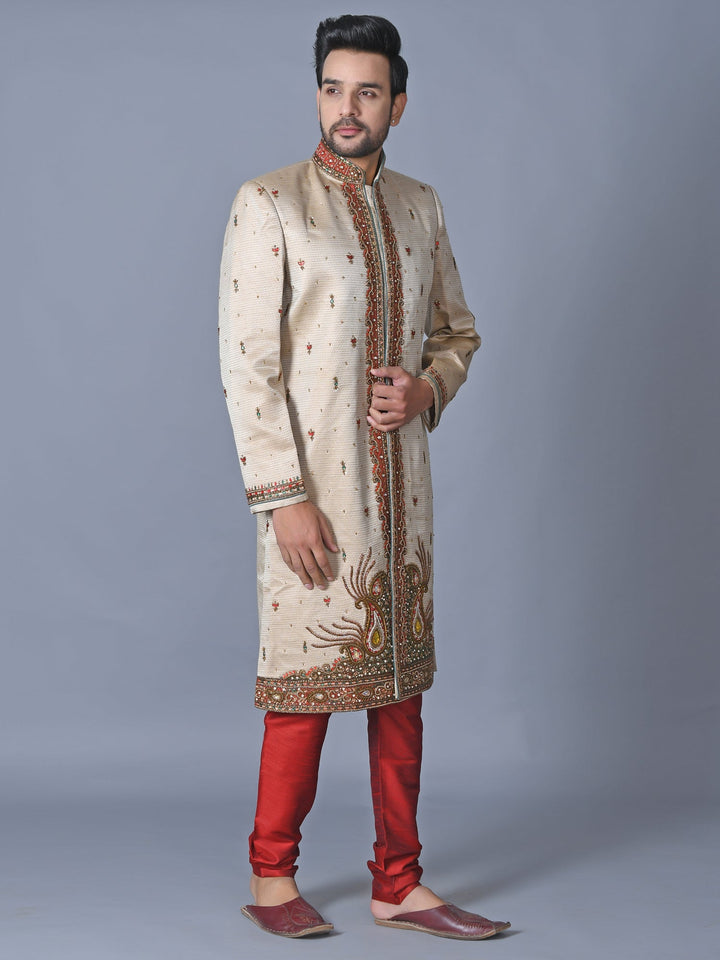 Ethnic Motifs Tan Sherwani