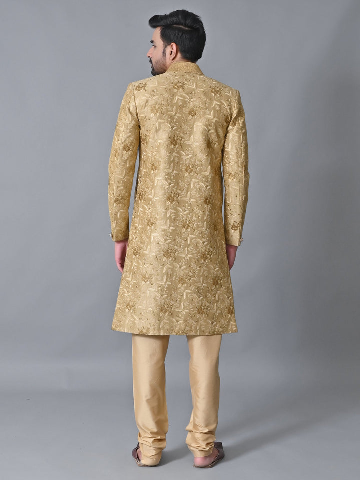 Floral Beige Sherwani
