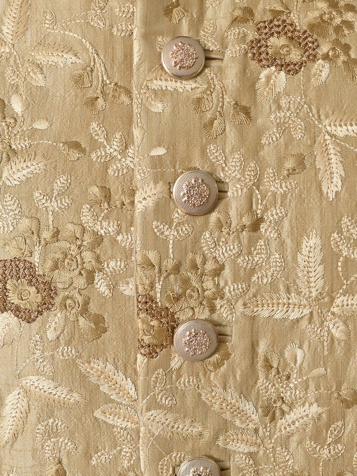 Floral Beige Sherwani