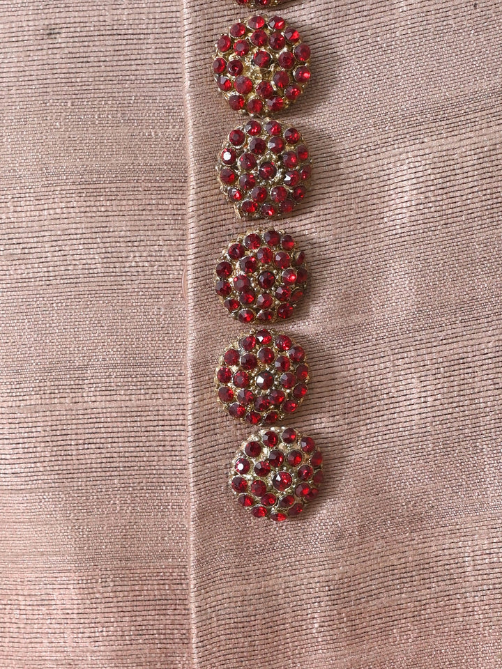 Textured Peach Sherwani