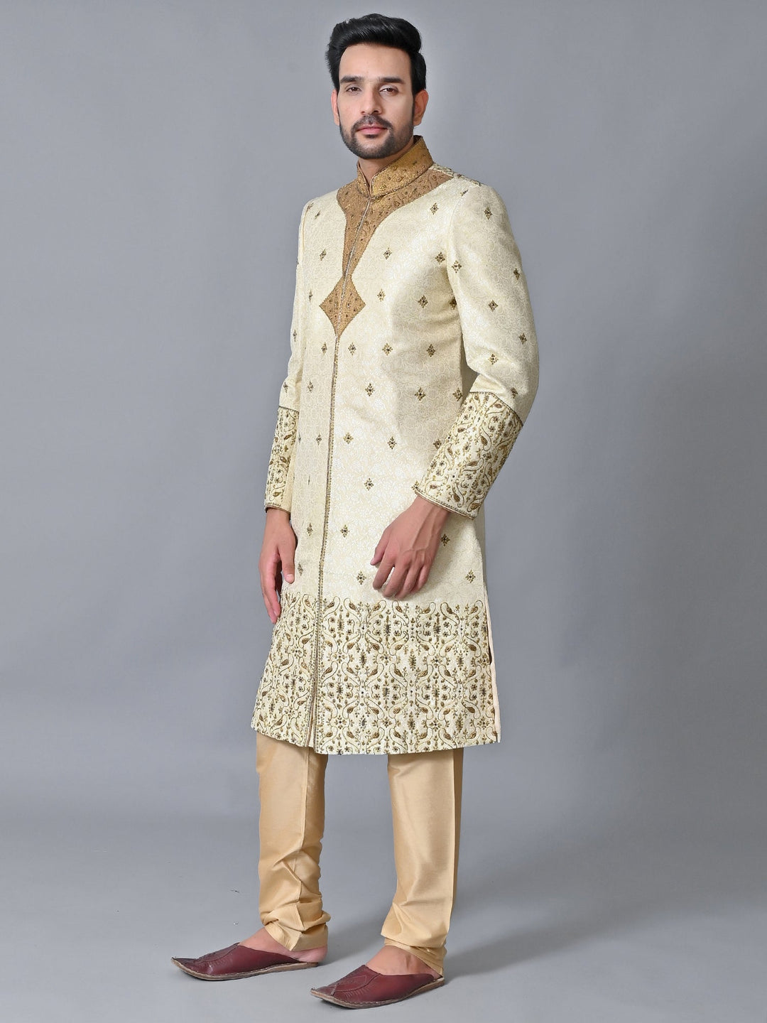 Ethnic Motifs Cream Sherwani