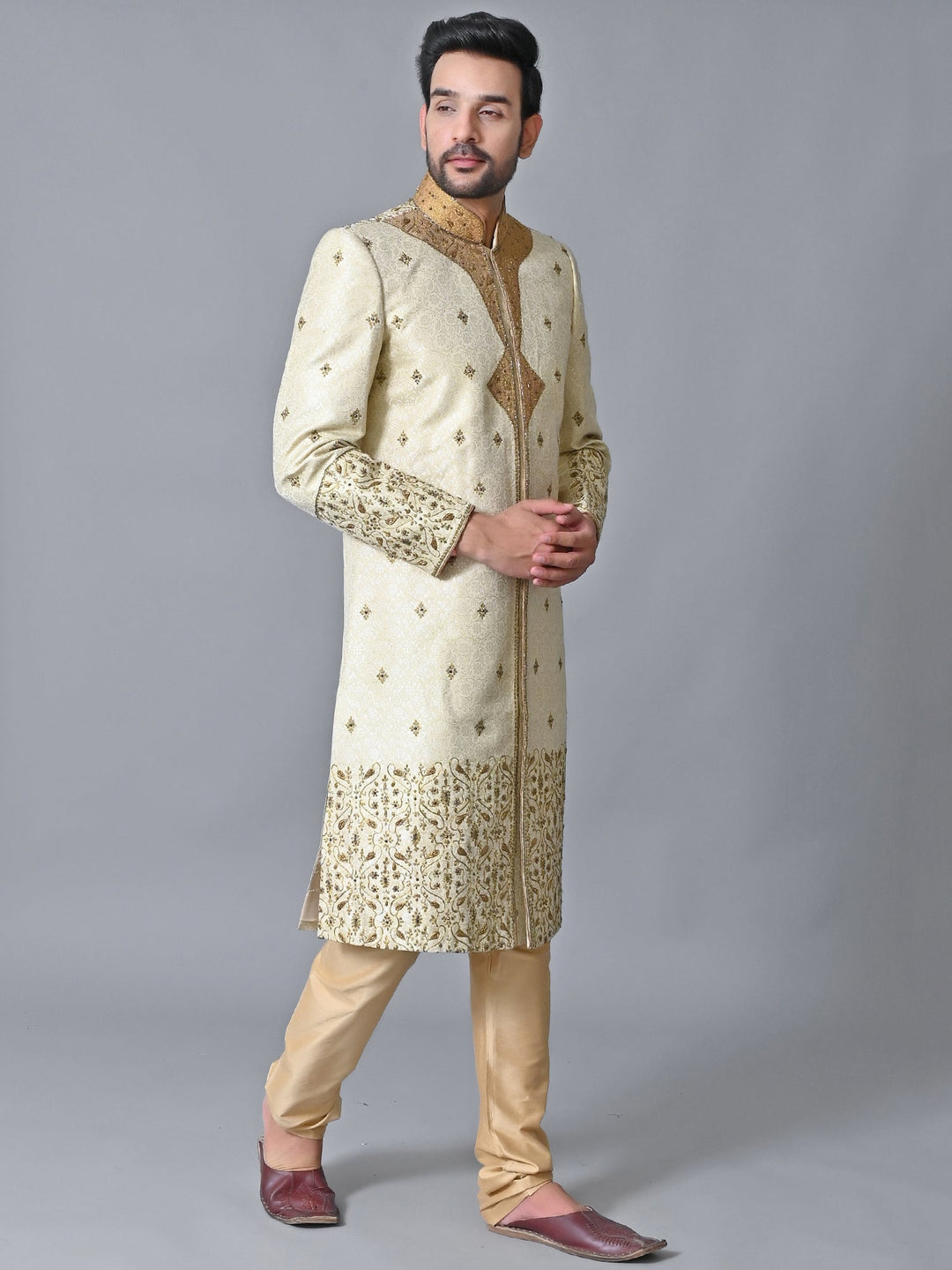 Ethnic Motifs Cream Sherwani