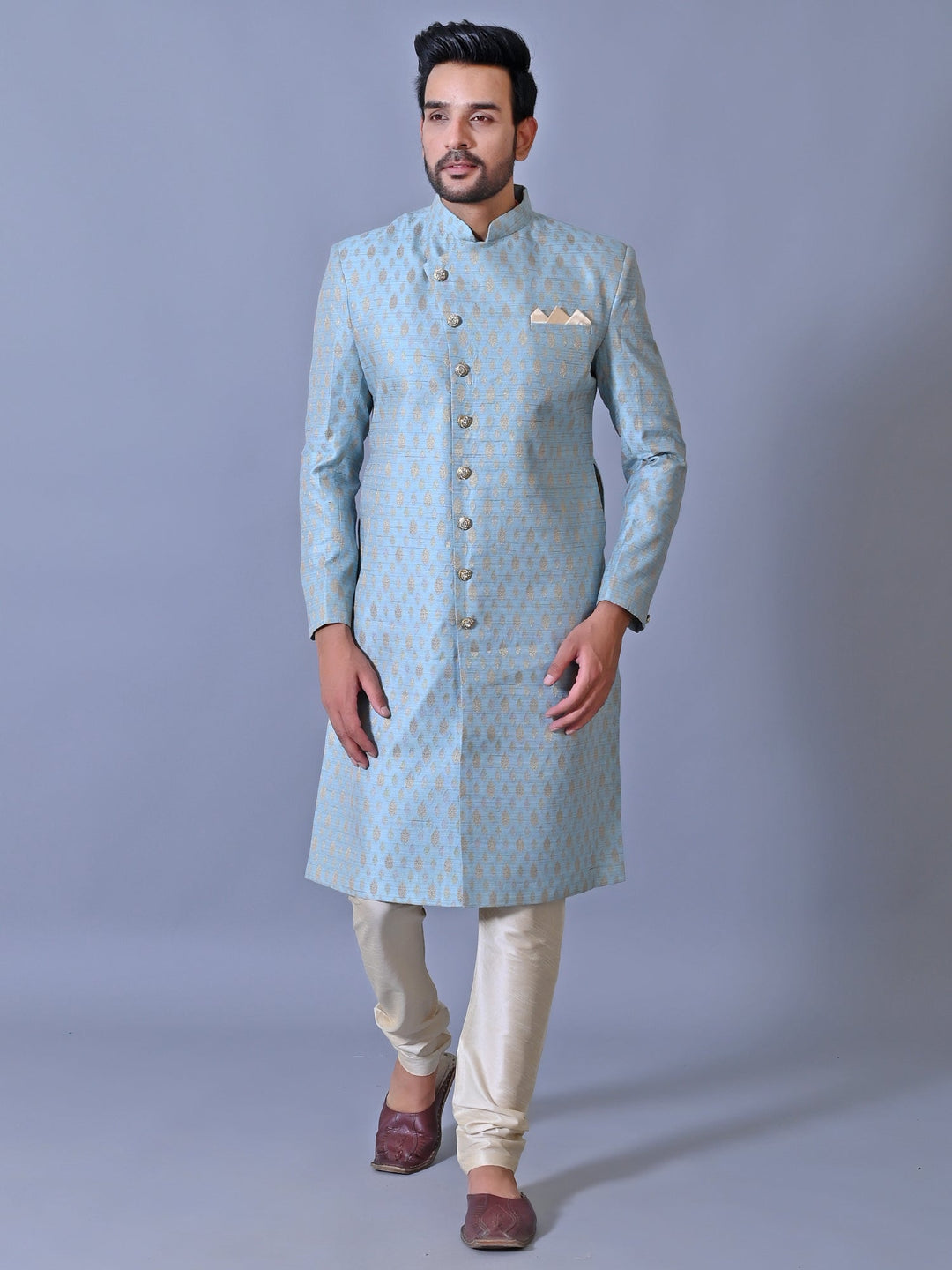 Ethnic Motifs Blue Sherwani