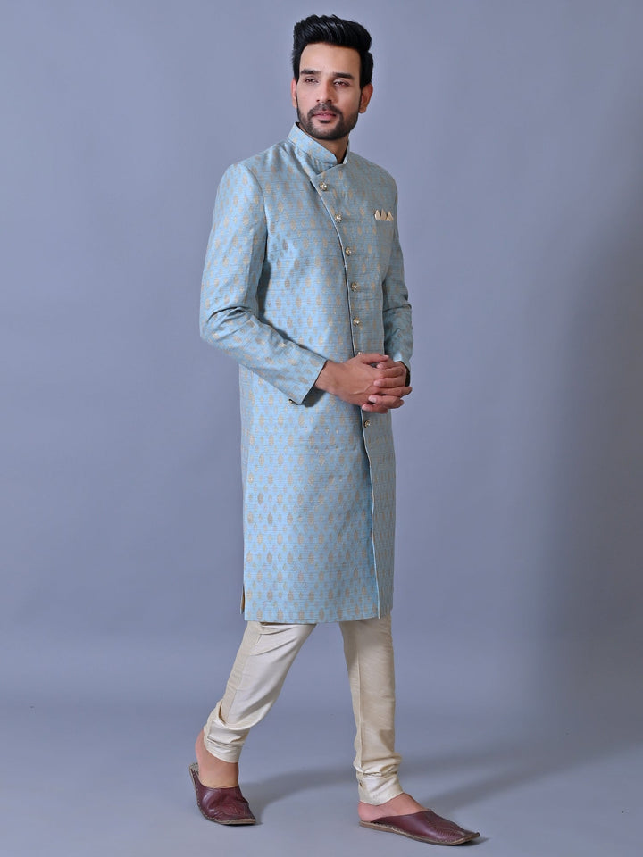Ethnic Motifs Blue Sherwani
