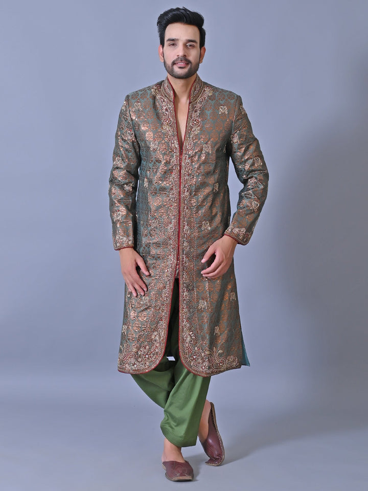 Ethnic Motifs Green Sherwani