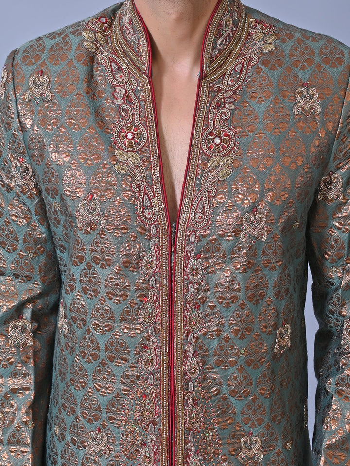 Ethnic Motifs Green Sherwani