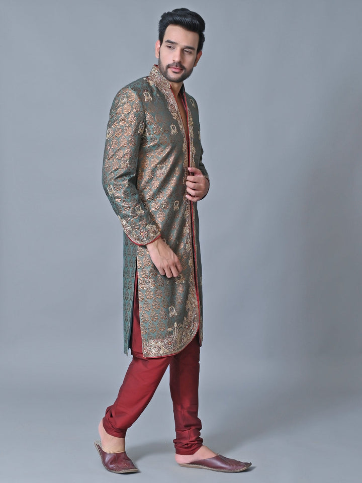 Ethnic Motifs Green Sherwani