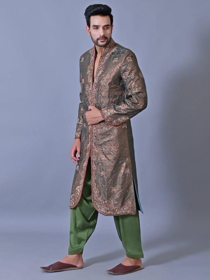 Ethnic Motifs Green Sherwani
