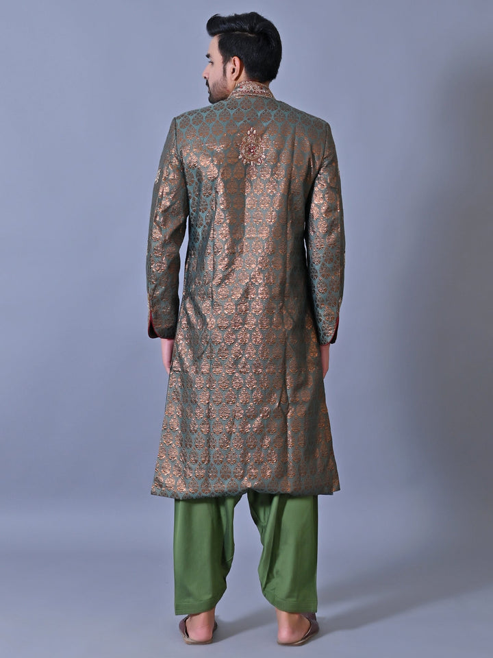 Ethnic Motifs Green Sherwani