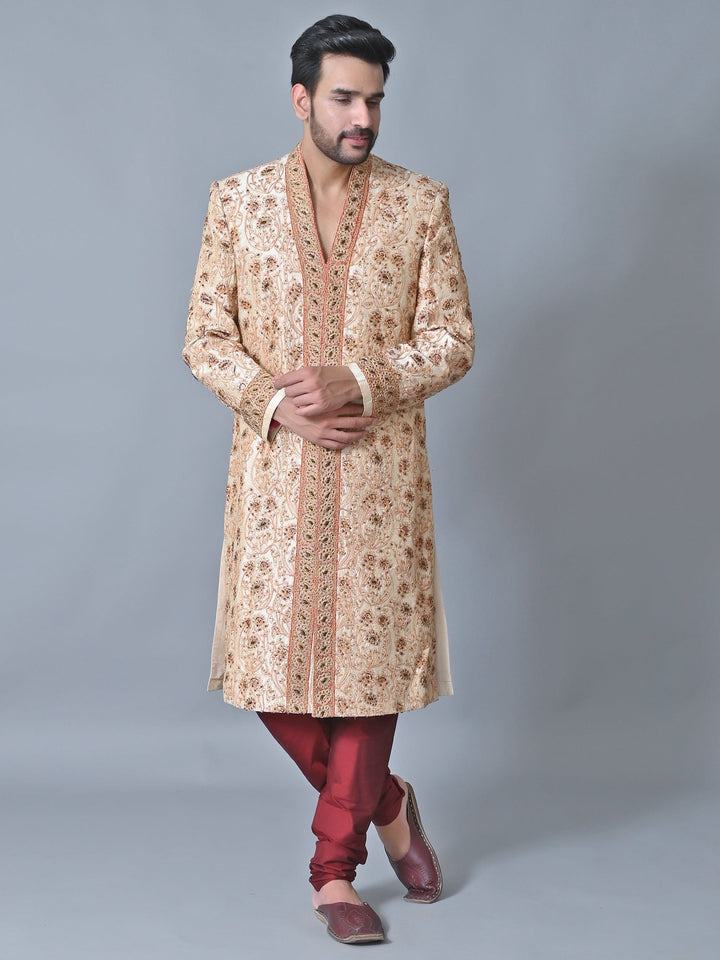 Ethnic Motifs Beige Sherwani
