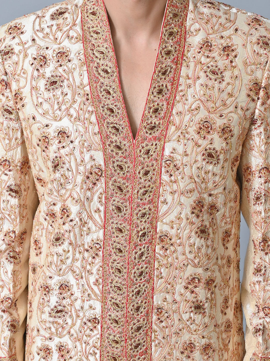 Ethnic Motifs Beige Sherwani