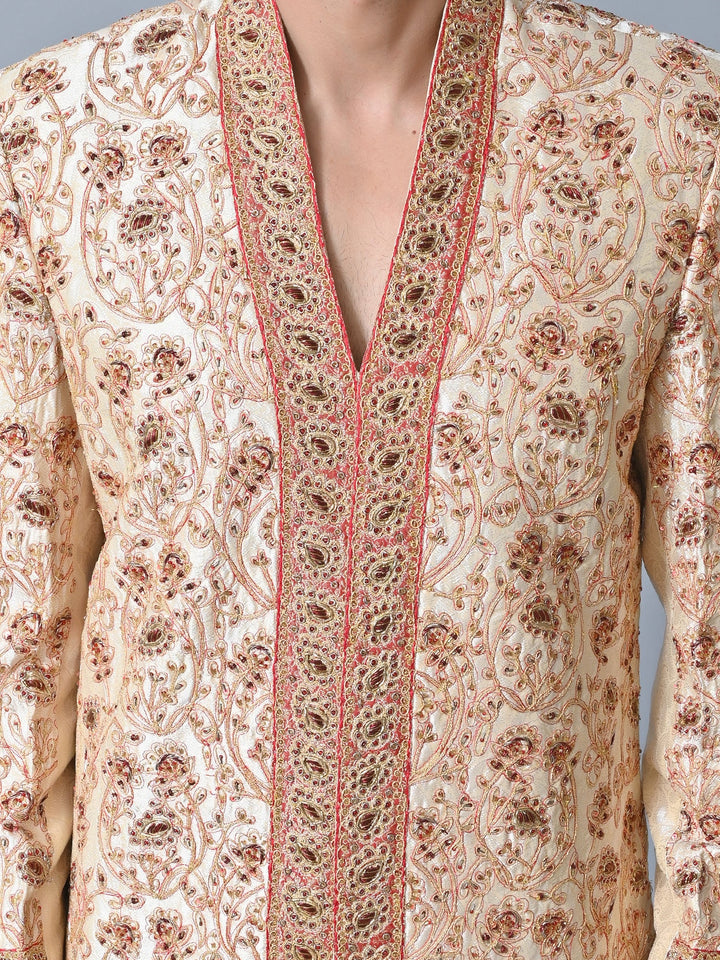 Ethnic Motifs Beige Sherwani