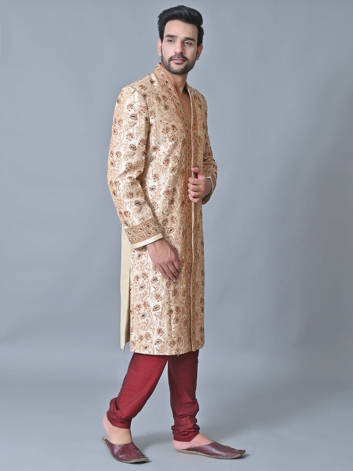 Ethnic Motifs Beige Sherwani