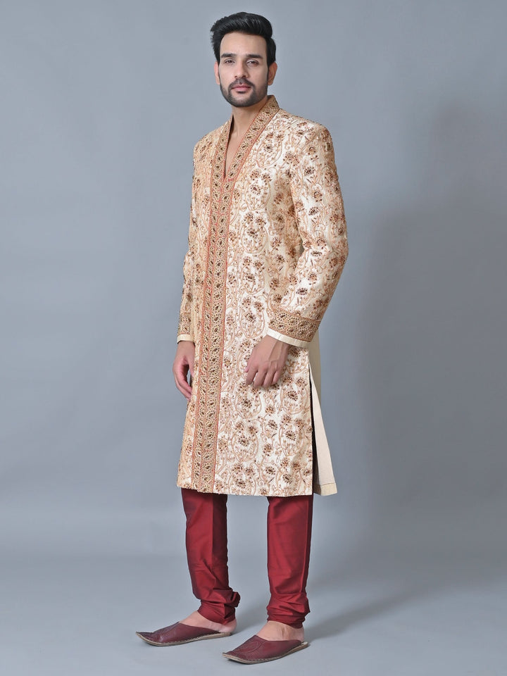Ethnic Motifs Beige Sherwani