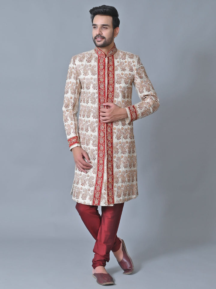 Ethnic Motifs Off White Sherwani