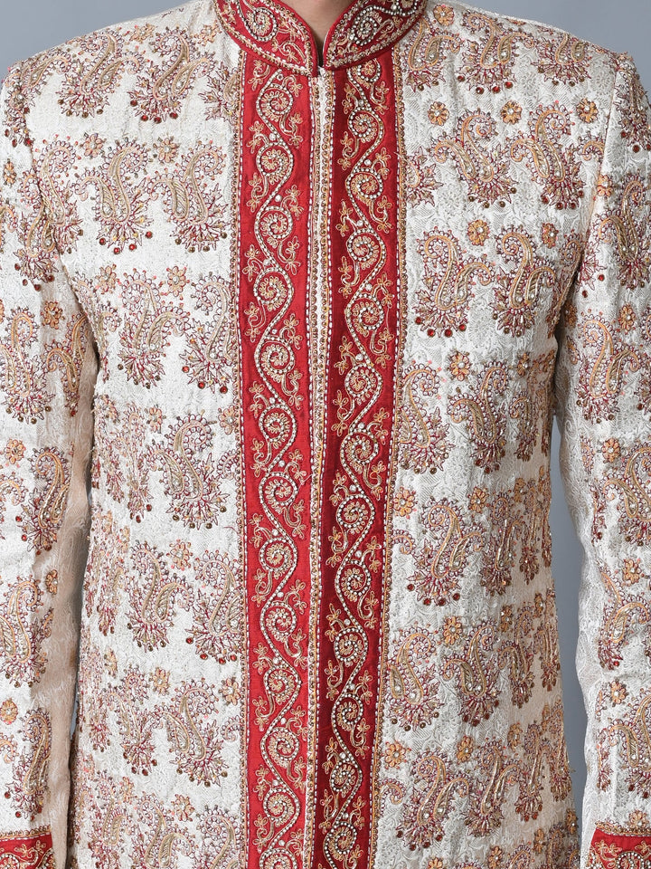 Ethnic Motifs Off White Sherwani