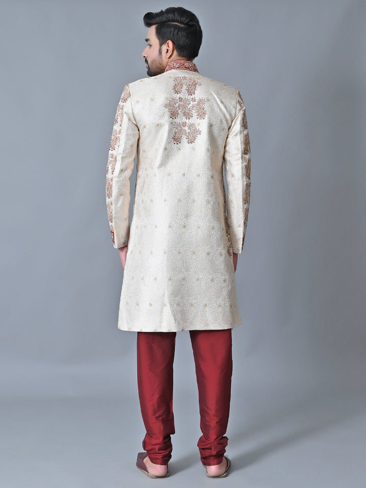 Ethnic Motifs Off White Sherwani